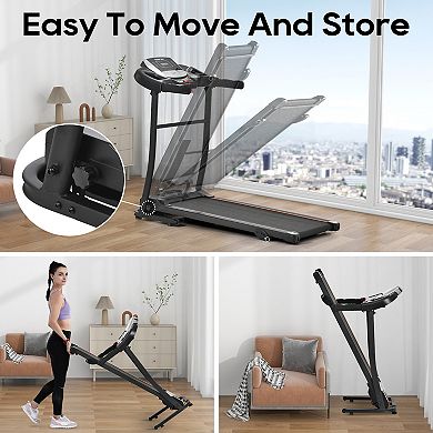 Merax Folding Treadmill With Pulse Sensor, 2.5 Hp Quiet Brushless Motor