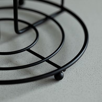 Freestanding Black Iron Towel Paper Holder Stand Roll Dispenser With Frame For Kitchen