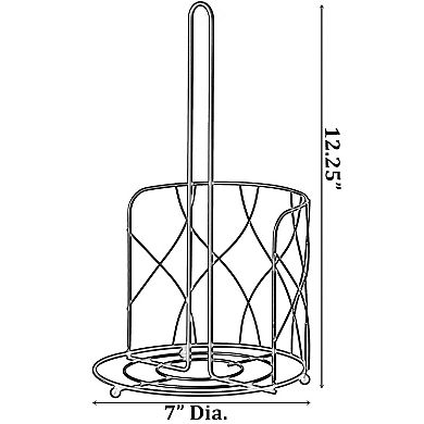 Freestanding Black Iron Towel Paper Holder Stand Roll Dispenser With Frame For Kitchen