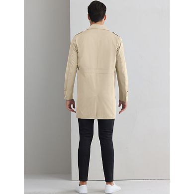 Belted Trench Coat for Men's Notch Lapel Double Breasted Windbreaker Jacket Casual Overcoat