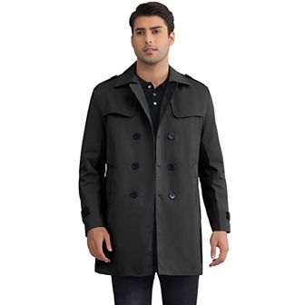 Belted Trench Coat for Men's Notch Lapel Double Breasted Windbreaker Jacket Casual Overcoat