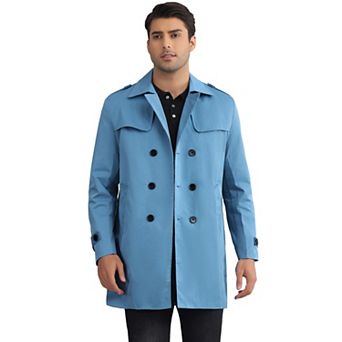Belted Trench Coat for Men's Notch Lapel Double Breasted Windbreaker Jacket Casual Overcoat