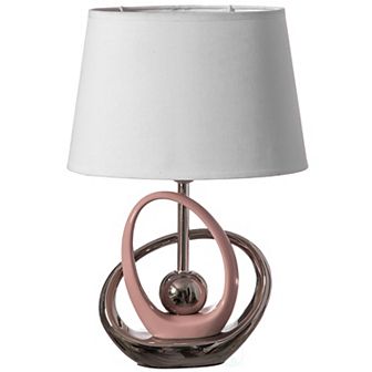 Designer table lamps, Decorative Ceramic Table Lamp, with Reflecting Silver and Pink Circular Stand