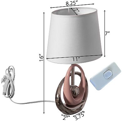 Designer table lamps, Decorative Ceramic Table Lamp, with Reflecting Silver and Pink Circular Stand