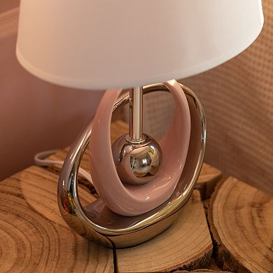Designer table lamps, Decorative Ceramic Table Lamp, with Reflecting Silver and Pink Circular Stand