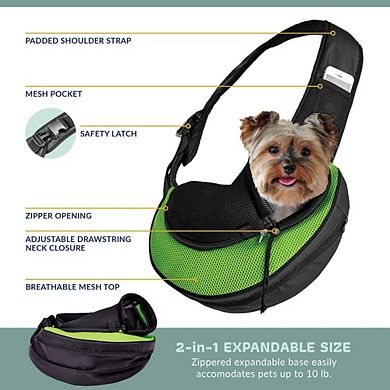 Expandable Sling Bag - Front Shoulder Pet Carrier For Small Dog, Cat And Puppy