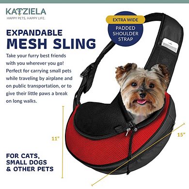 Expandable Sling Bag - Front Shoulder Pet Carrier For Small Dog, Cat And Puppy