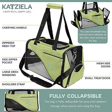 Katziela Safari Sleeper Pet Carrier - Comfortable - Airline Approved for Dogs and Cats Black Pack 1