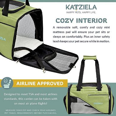 Katziela Safari Sleeper Pet Carrier - Comfortable - Airline Approved for Dogs and Cats Black Pack 1