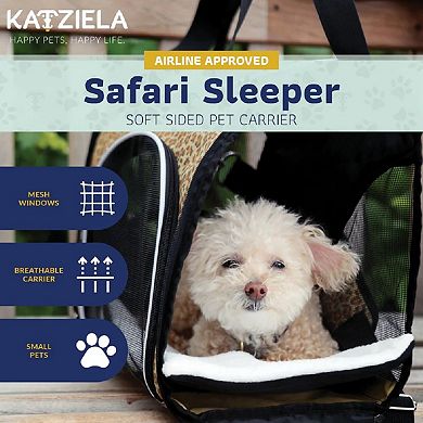 Katziela Safari Sleeper Pet Carrier - Comfortable - Airline Approved for Dogs and Cats Black Pack 1