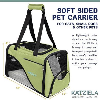 Katziela Safari Sleeper Pet Carrier - Comfortable - Airline Approved for Dogs and Cats Black Pack 1