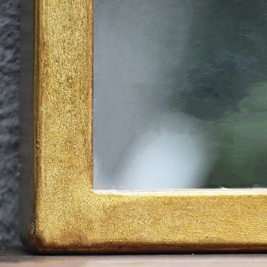 Parisloft Arched Metal Wall Mirror for Bedroom, Living Room, Antique Gold, 47.625" H