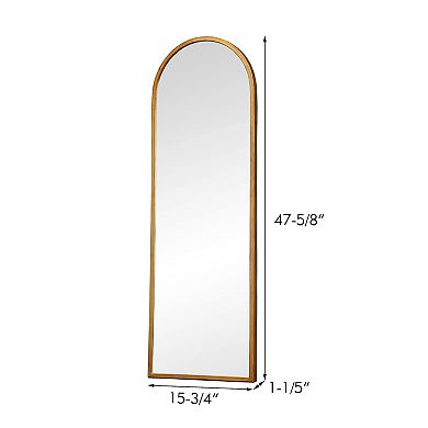 Parisloft Arched Metal Wall Mirror for Bedroom, Living Room, Antique Gold, 47.625" H