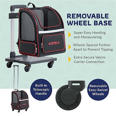 Hybrid Adventurer Pet Backpack With Removable Wheels And Telescopic Handle