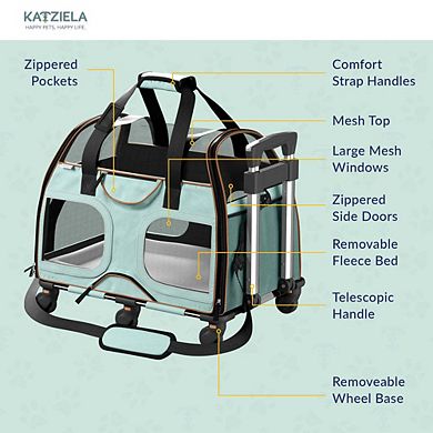 Luxury Rider Pet Carrier With Removable Wheels And Telescopic Handle