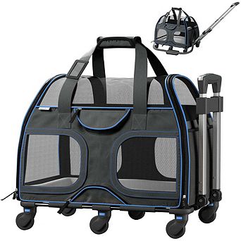 Luxury Rider Pet Carrier With Removable Wheels And Telescopic Handle