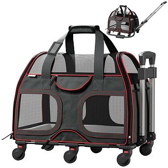 Luxury Rider Pet Carrier With Removable Wheels And Telescopic Handle