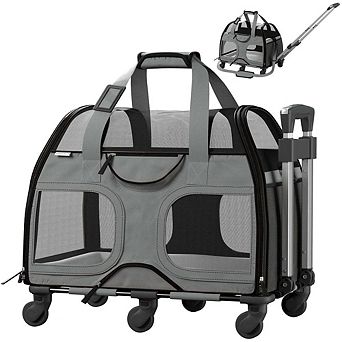 Luxury Rider Pet Carrier With Removable Wheels And Telescopic Handle