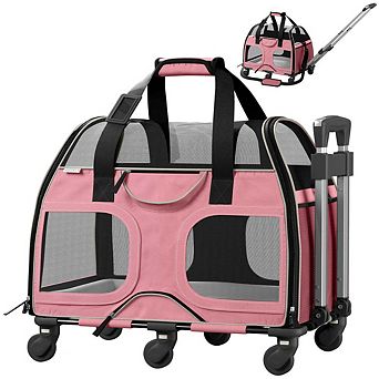 Luxury Rider Pet Carrier With Removable Wheels And Telescopic Handle