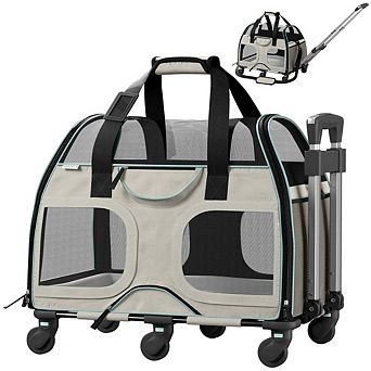 Luxury Rider Pet Carrier With Removable Wheels And Telescopic Handle