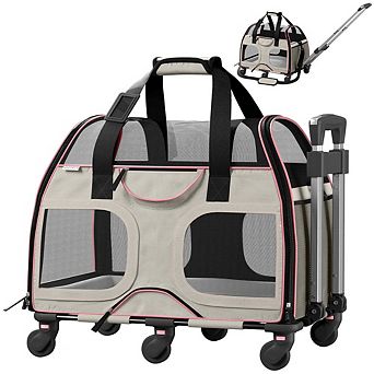 Luxury Rider Pet Carrier With Removable Wheels And Telescopic Handle