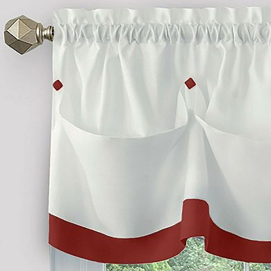 Kate Aurora Country Living Farmhouse 3 Pc Solid Cafe Kitchen Curtain Tier and Tucked Valance Set
