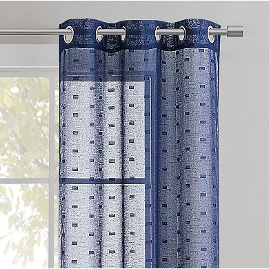 Kate Aurora Modern Living 2 Pack Plaid Sheer Embossed Grommet Top Curtain Panels