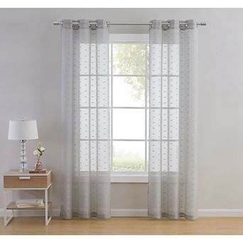Kate Aurora Modern Living 2 Pack Plaid Sheer Embossed Grommet Top Curtain Panels