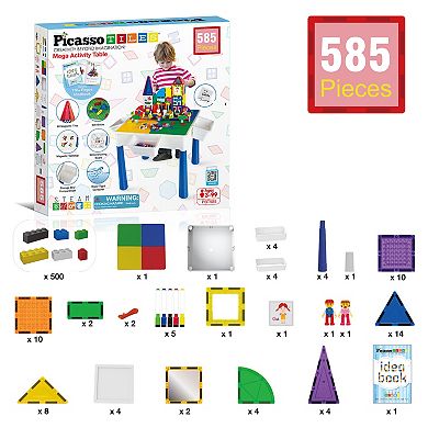 Picasso Tiles 585 Piece Activity Table Set