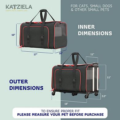 Katziela Rolling Rover Airline Compliant Expandable Wheeled Pet Carrier