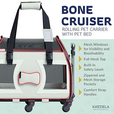 Bone Cruiser Pet Carrier With Removable Wheels And Telescopic Handle