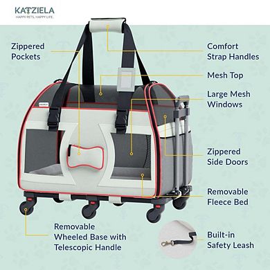 Bone Cruiser Pet Carrier With Removable Wheels And Telescopic Handle