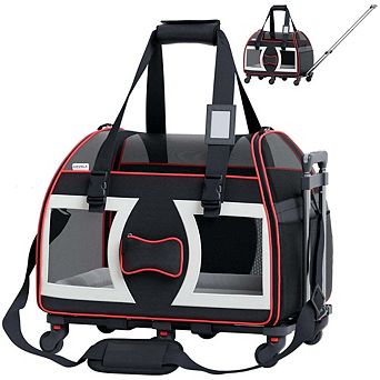 Bone Cruiser Pet Carrier With Removable Wheels And Telescopic Handle