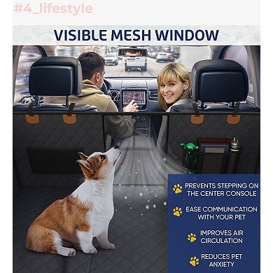 Large Seat Guard Waterproof Back Seat Extended Cover With Mesh Window Storage Pockets