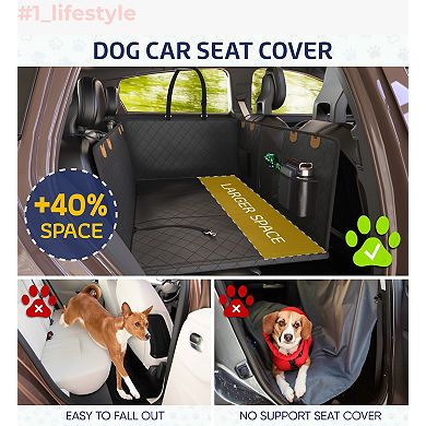 Large Seat Guard Waterproof Back Seat Extended Cover With Mesh Window Storage Pockets