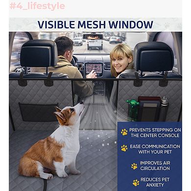 Large Seat Guard Waterproof Back Seat Extended Cover With Mesh Window Storage Pockets
