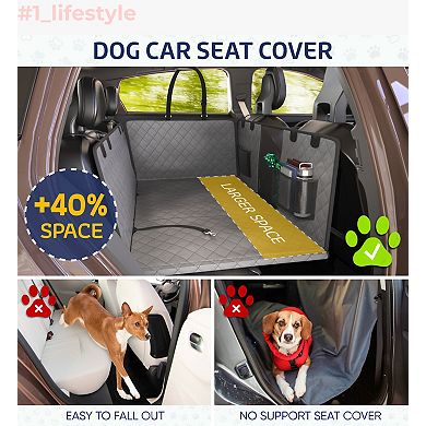 Large Seat Guard Waterproof Back Seat Extended Cover With Mesh Window Storage Pockets