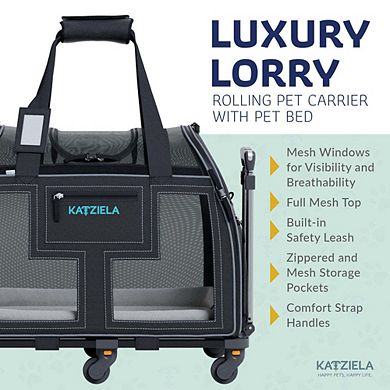 Luxury Lorry Pet Carrier With Removable Wheels And Telescopic Handle