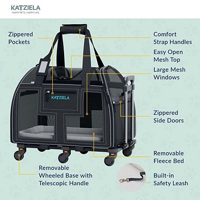 Luxury Lorry Pet Carrier With Removable Wheels And Telescopic Handle