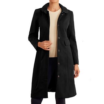 Collar Coat For Women's Buttons Long Sleeve Pockets A-line Casual Long Winter Coats