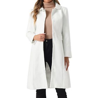 Collar Coat For Women's Buttons Long Sleeve Pockets A-line Casual Long Winter Coats