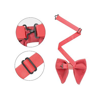 Men's Velvet Pocket Square Pre-Tied Solid Color Adjustable Bow Tie Set for Business Formal