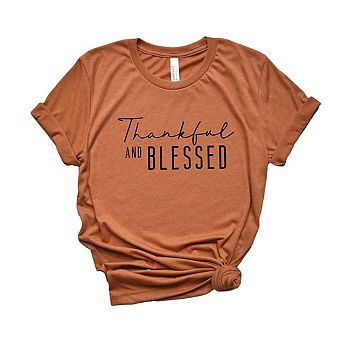 Thankful And Blessed Short Sleeve Graphic Tee