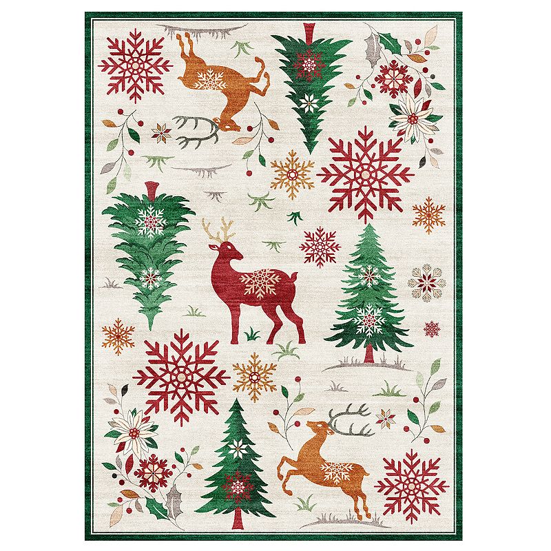 Gertmenian Crystal Print Rudolph Modern Animal Print Reindeer Runner or Area Rug, Multi