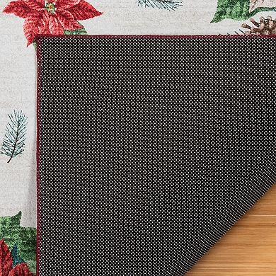 Gertmenian Crystal Print Fete Transitional Floral Poinsettia Runner or Area Rug