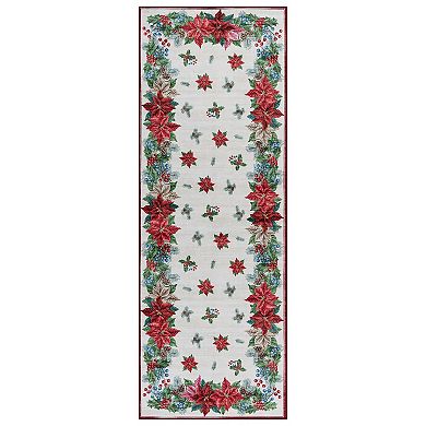 Gertmenian Crystal Print Fete Transitional Floral Poinsettia Runner or Area Rug