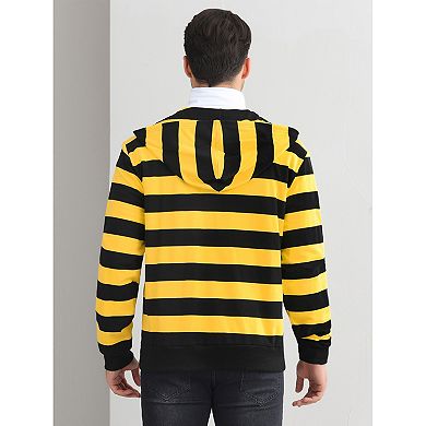 Striped Hoodies for Men's Zip Up Long Sleeves Color Block Jackets with Pockets