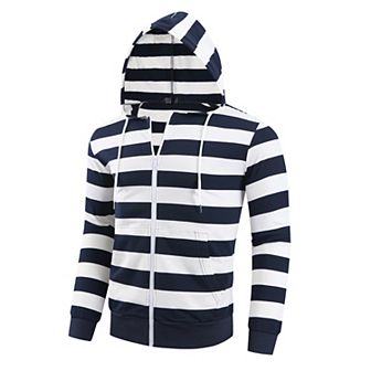 Striped Hoodies for Men's Zip Up Long Sleeves Color Block Jackets with Pockets