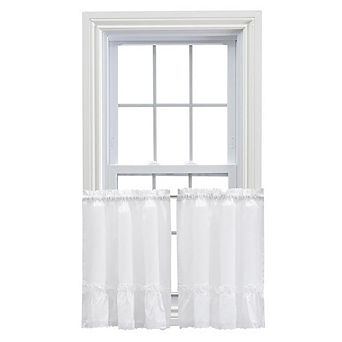 Preparedlyn Ruffled Victorian 1.5" Rod Pocket Window Curtain Tiers White