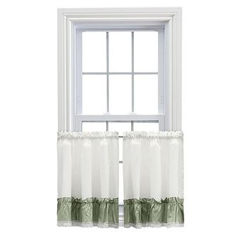 Preparedlyn Ruffled Victorian 1.5" Rod Pocket Window Curtain Tiers Sage